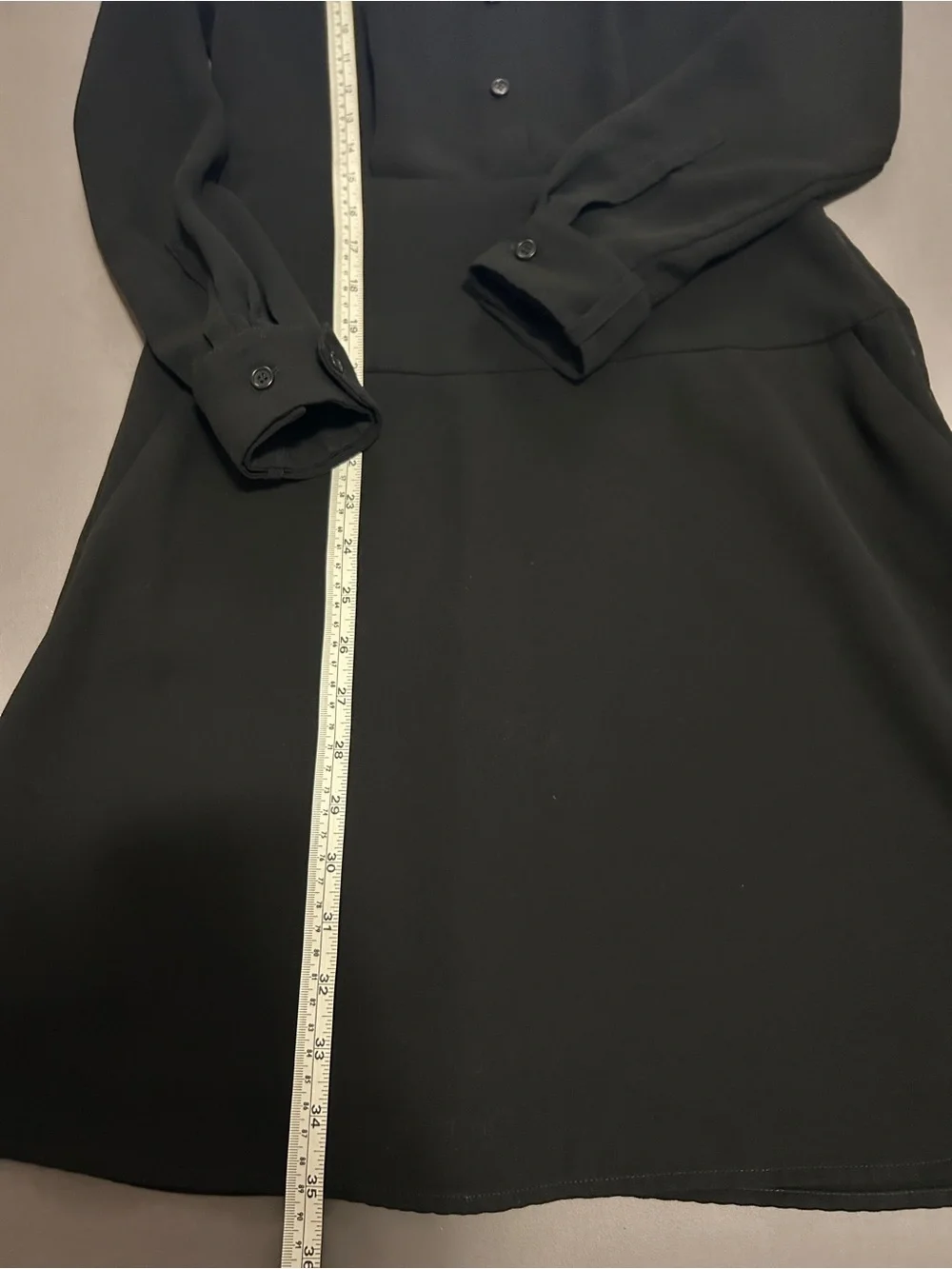 COACH Button Up Mandarin Collar Shirt Dress Black - Picture 6 of 9
